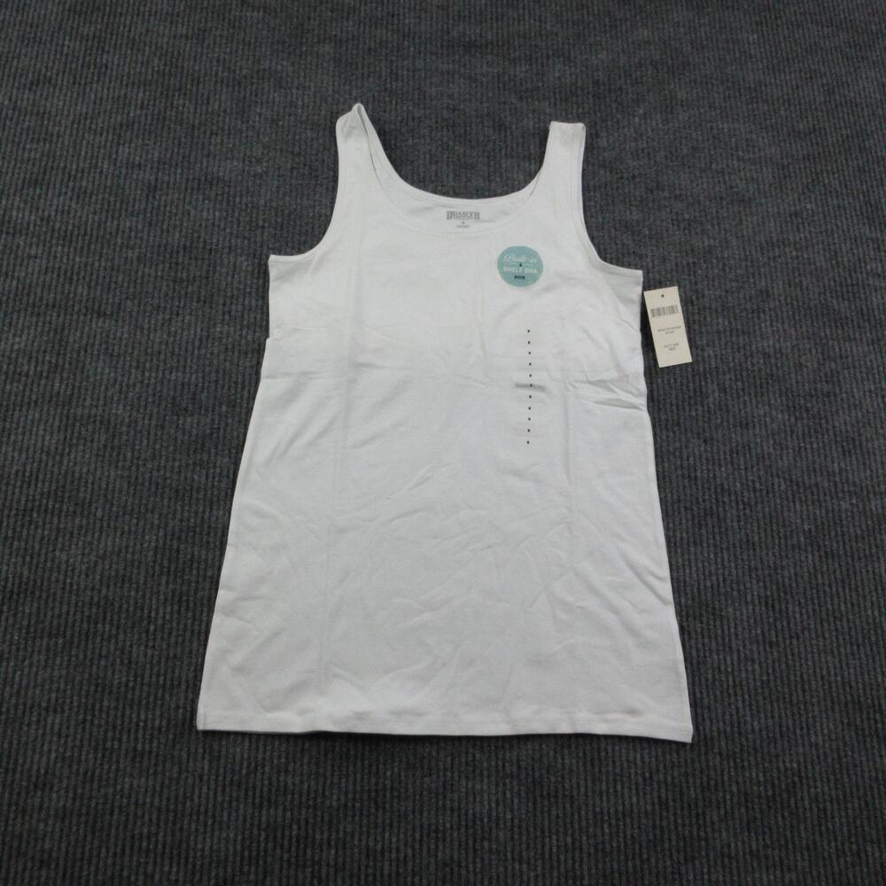 Duluth Trading Co Tank Womens M White No-Yank Shelf Bra Cotton Spandex NWT